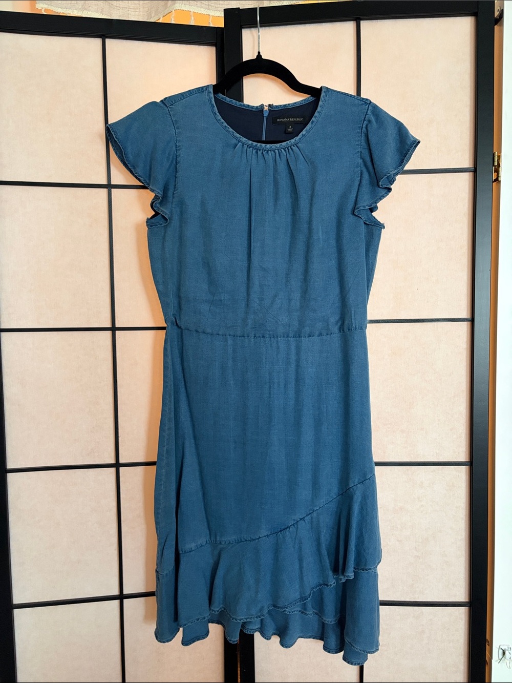 Banana Republic Teal Blue Short-Sleeve Tiered Midi Dress